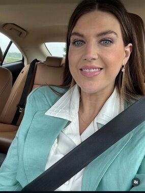 Villager blazer size 14 mint green linen like look classic old money timeless